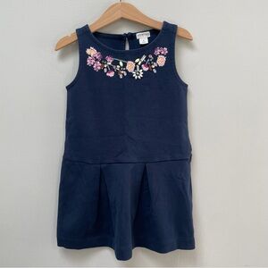 Crewcuts Navy Tank Dress with Floral Jeweled Embroidery